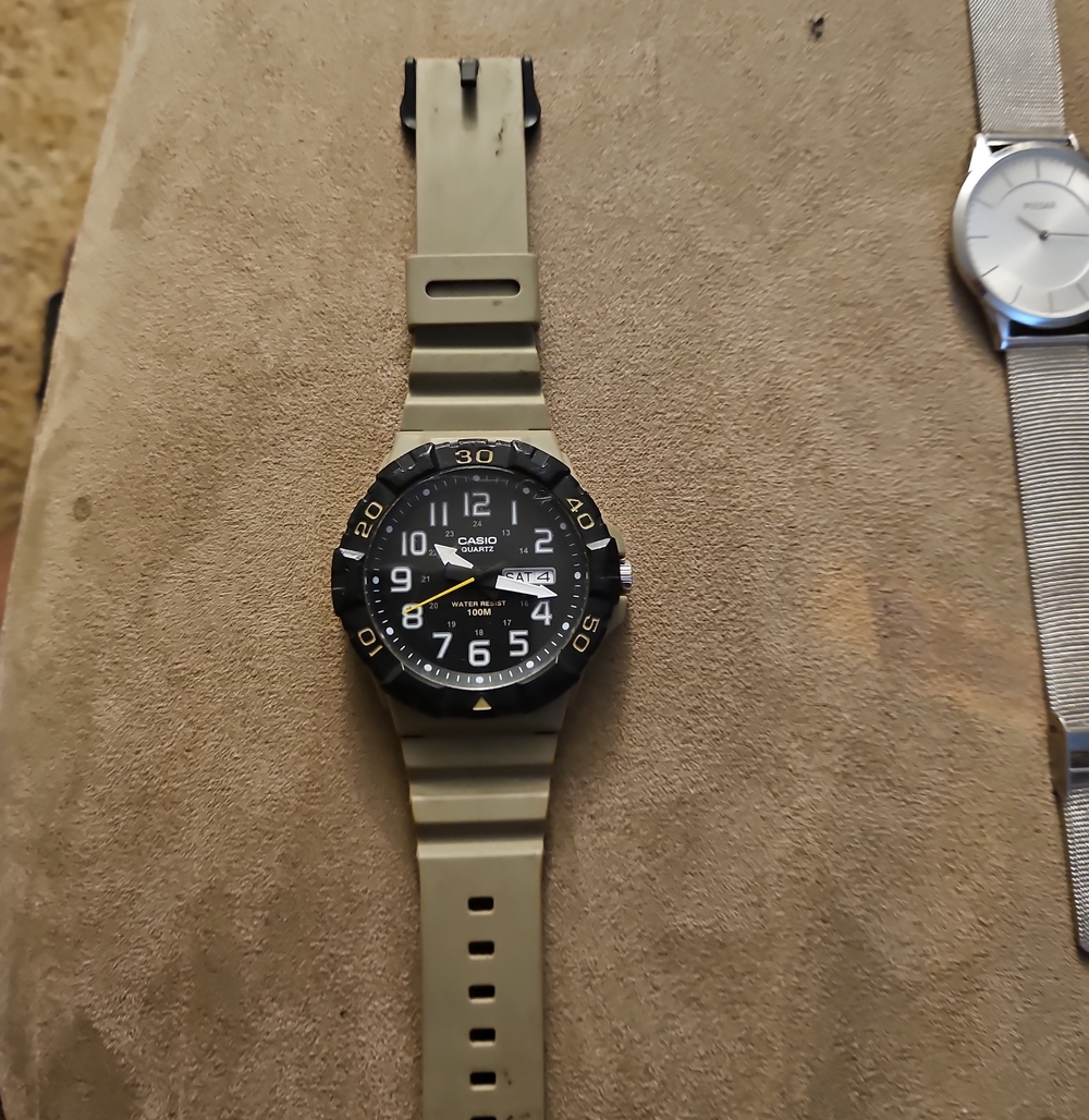Casio Watch with Olive Green Strap and Black Dial